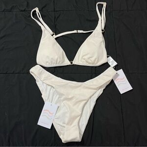 NWT beige dipping daisys bikini